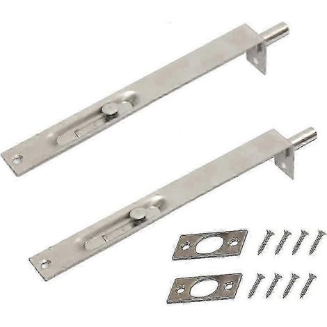 1 paire de loquets de porte robustes en acier inoxydable de 20 cm pour portes principales et secondaires, double sécurité d'ouverture (1/5)