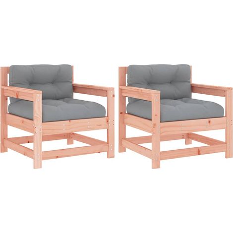 vidaXL Sedie da Giardino con Cuscini 2 pz in Legno Massello di Douglas (1/5)