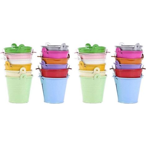 Lot de 24 mini seaux en métal pour décoration de table (couleur aléatoire) (1/3)