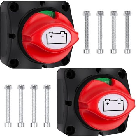 2 Pièces Coupe Circuit Batterie 12V 24V 48V coupe batterie ON-OFF, Master Switch batterie 200A interrupteurs de battrie pour Yacht Bateau Camion Bus Voiture Moto