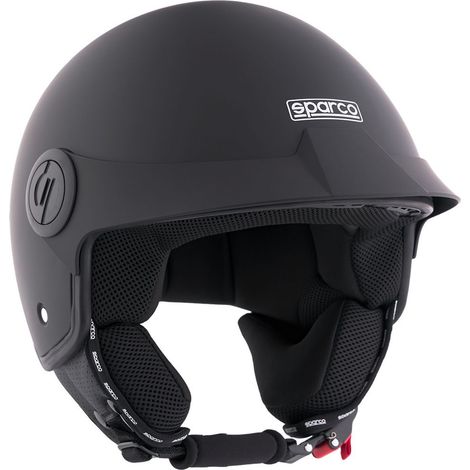 Sparco Casco Demi-Jet con Peak per moto nero opaco con calotta in ABS Taglia XS (1/3)