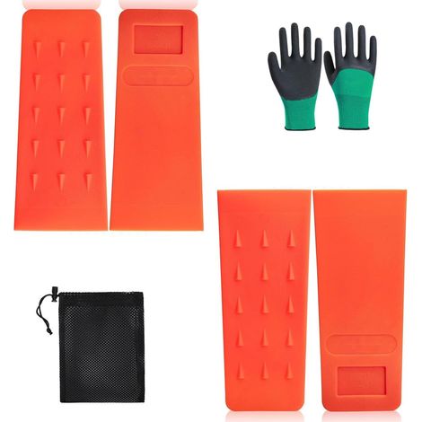 Set of 6 4 Inch Felling Wedges - Safety Box with Gloves + Net Bag for Lumberjacks - Controlled Tree Felling (Shock Resistance) (1/5)