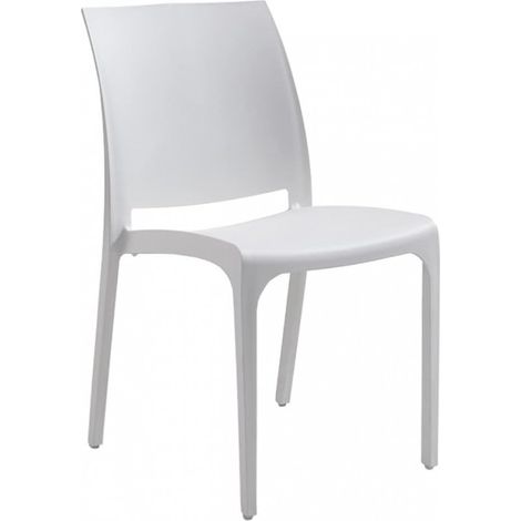 Conjunto de 4 sillas apilables de resina hechas en Italia, diseño para interior y exterior, SOFIA, color blanco (1/2)