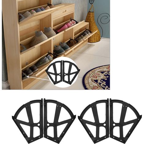 4 Pièces Charnures à Plateau Tournant pour Meuble Chaussures, Accessoire d'Étagère Rétractable