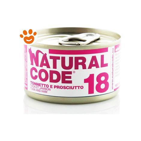 Natural Code Gatto Adulto, in Lattina 85gr 18 Sgombro e Prosciutto