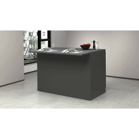 Dmora - Isla de cocina Emmanuel, mesa auxiliar de almacenaje, mueble de cocina con 2 puertas, 100% Made in Italy, 125x90h90 cm, Antracita y Pizarra
