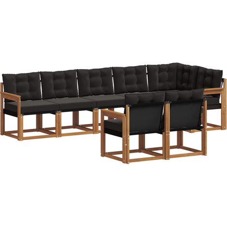 vidaXL Outdoor Sofa Set 8 pcs Natural and Black (1/5)