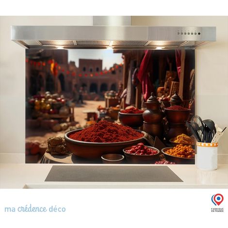 Fond de hotte : Epices et Maroc - Verre trempé - 90 cm - 60 cm (1/5)