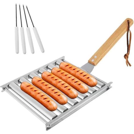 Rouleau à hot-dogs avec poignée, appareil à griller les hot-dogs pour barbecue --- (1/4)