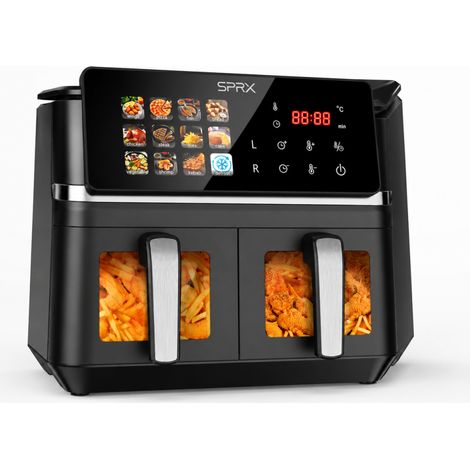 Air Fryer LVTETIA BW-IP8018D, double panier avec fenêtre, Friteuse sans huile grande capacité 9L, 2000W, 12 programmes intuitifs