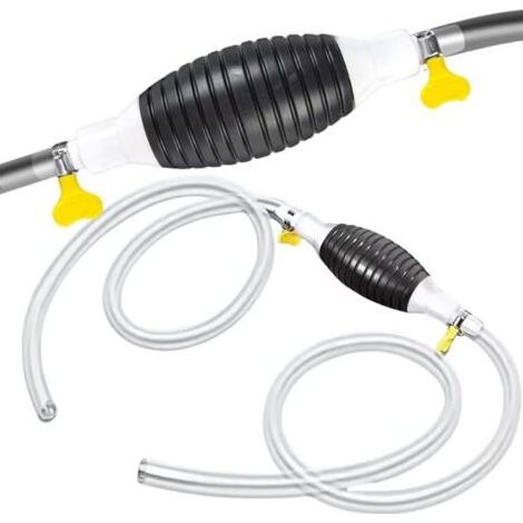 PARENCE- Pompe Manuelle d’Extraction pour Carburant, Eau et Huile – Kit Siphon avec Poire d’aspiration, Tuyau 2m Transparent + Serre-Joints – Vidange Facile et Rapide (1/5)