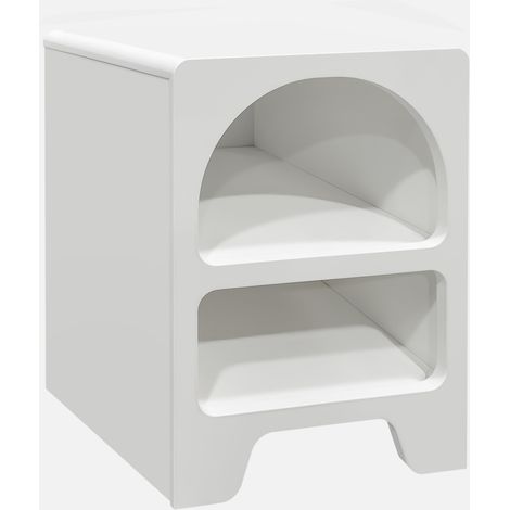 Comodino organico effetto legno bianco, 2 nicchie Mobileoggetti
