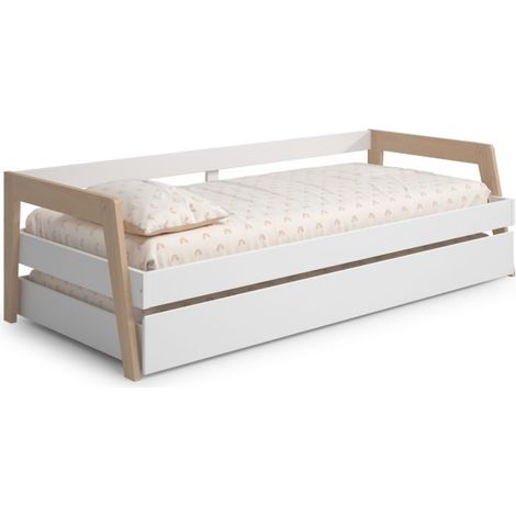 Cama nido juvenil con barrera lateral 96,5x210,5 cm Misty Haze Blanco - Oak Soft (ancho) x 59,5cm (alto) (1/5)