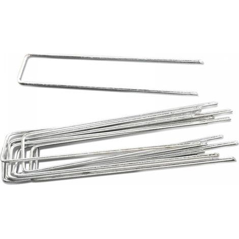 10 supporti per pacciamatura a forma di U da 10 cm per tubo di irrigazione a goccia, realizzati in tessuto resistente all'erba. (1/4)