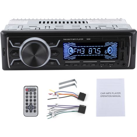 12V Autoradio FM Bluetooth Lecteur Audio Lumière Colorée Télécommande Support MP3/WMA/USB (1/5)