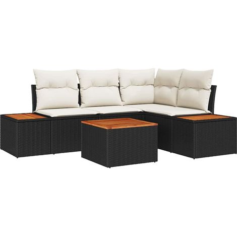 Maison Exclusive - Set Divano da Giardino 4 pz 4-Numero di posti Nero e Crema (1/5)