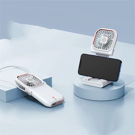 Ventilatore personale, ventilatore da tavolo USB pieghevole, mini ventilatore portatile da collo, bianco (1/4)