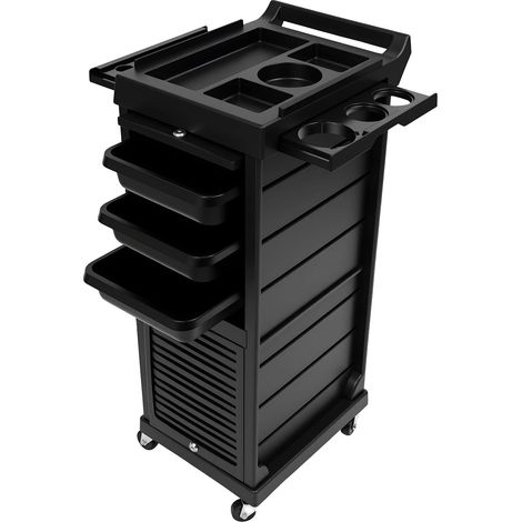 Carrito con ruedas, 7 niveles, diseño con cerradura, negro. (1/2)