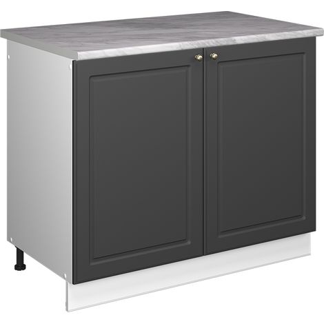 Spülenunterschrank Fame-Line, Anthrazit-Gold Landhaus/Weiß, 100 cm, AP Marmor, Vicco (1/5)