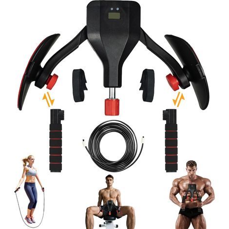 Thigh Trainer Pelvic, Appareil de Musculation des Cuisses avec Corde à Sauter,0-50kg Résistance Réglable, Comptage Intelligent, Plancher Pelvien Exerciseur, Appareil d'entraînement Multifonction