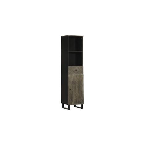 Armoire de salle de bain noir 38x33x160 bois massif manguier (1/5)
