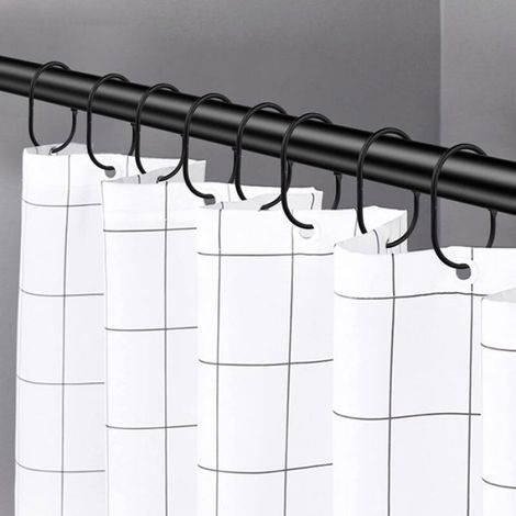 Anneaux De Rideau De Douche - Métal Antirouille - Forme Ovale - Noir - Lot De 12 (1/4)