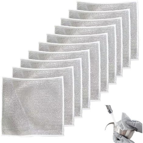 Paños cocina alambre, 10 paños cocina alambre acero, paño limpieza acero eliminar óxido, paños alambre multifuncionales, 2020 cm, 10 piezas (1/5)