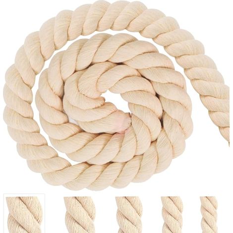 Cordon en coton beige épais de 20 mm et 4 m, idéal pour la décoration, le bricolage, les loisirs créatifs, le jardinage et l'emballage cadeau. (1/5)