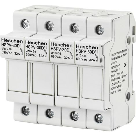 HSPV-30D 32A AC690V Cylindrical Fuse Holder 4 Pin DIN Rail Mount for RT18 RO15 Fuse 10x38mm (1/5)