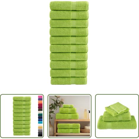 Baumwolle - Premium-Handtücher SOLUND 10 Stk. Apfelgrün 50x100 cm 600 g/m² (1/5)