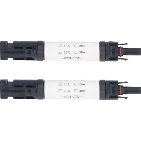 Lot de 2 connecteurs photovoltaïques étanches IP68, résistants aux UV, 1000 V, avec fusible intégré pour câbles/contrôleurs solaires, 15 A (1/5)