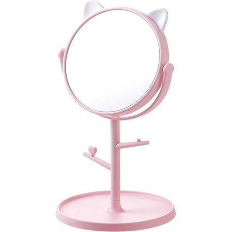 Miroir de maquillage portable de bureau rotatif HD pour chambre d'étudiant, idéal pour se maquiller facilement. (1/5)