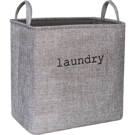 Cesto de tela plegable para la ropa sucia - 35 l con asas - Para dormitorio, baño o lavadero - Gris