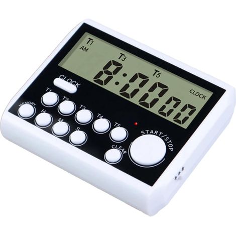 Temporizador de cocina multifunción de 5 canales con pantalla grande y clip, temporizador digital multifunción fácil de usar. (1/5)
