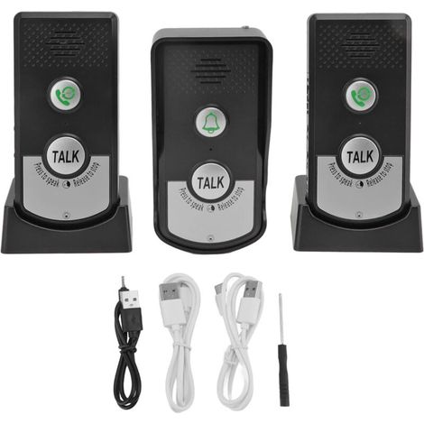 Campanello interfono vocale da 3 pezzi, campanello wireless intelligente con ricarica USB da 1000 M, campanello interfono wireless impermeabile per casa e ufficio -ANPVIZ