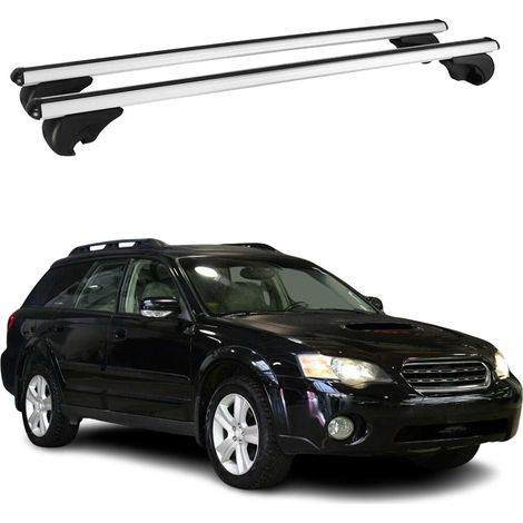 OMAC Aluminium Dachträger Querträger für Subaru Outback III 2004-2009 – TÜV / DIN 75302:2019 – Abschließbar – Max. 75 kg – 2 Stangen Silber (1/5)