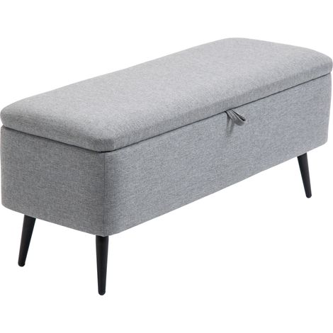 Aufbewahrungshocker aus Samtstoff für Schlafzimmer, Wohnzimmer und Flur, 101 x 38,5 x 44,5 cm, Grau