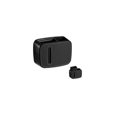 Cestino per auto, cestino impermeabile per auto, contenitore per auto, mini cestino per la raccolta e l'organizzazione dei rifiuti (cestino 2 in 1 - nero) - Crezuo