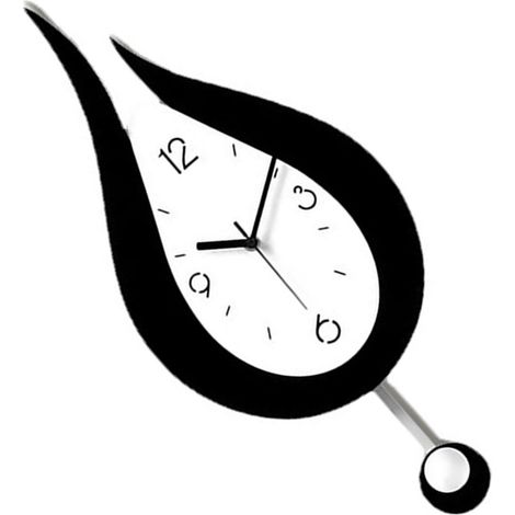 Horloge murale ornementale en forme de goutte d'eau en plexiglas avec chiffres contemporains et pendule pour déco salon (1/4)