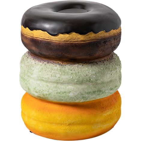 Tabouret déco rétro en résine souple, forme réaliste de donut ou café, pour maison, change-chaussures amusant et ingénieux (1/5)