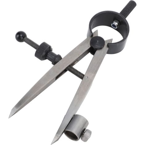 Flachschenkel-Federzirkel 75 mm, verstellbar, arretierbar, aus Stahl, mit Stifthalterung (1/5)