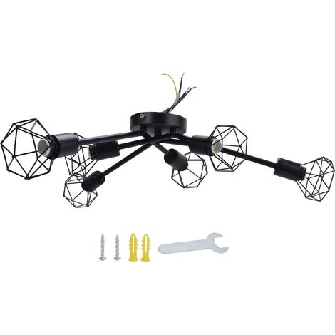 Douille E14 à 3 têtes pour plafonnier, en fer forgé noir, accessoire de luminaire pour la maison (1/5)