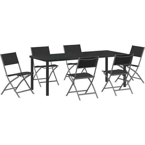 Maison Exclusive - Set da Pranzo per Giardino 7 pcs Nero