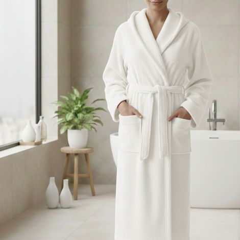 Accappatoio Satoka, 100% Cotone con Cappuccio, Taglia m, Bianco