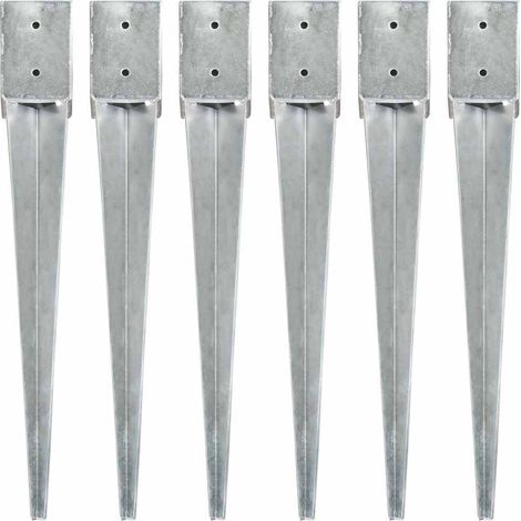 vidaXL Picas de tierra 6 uds acero galvanizado plateado 10x10x76 cm (1/5)