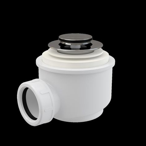 Alcadrain Ablaufgarnitur CLICK/CLACK für die Duschwannen, Ablauf 50 mm, DN 40, Kleiner Stopfen Ø 42 mm, Metall, Chrom-Glanz (1/3)