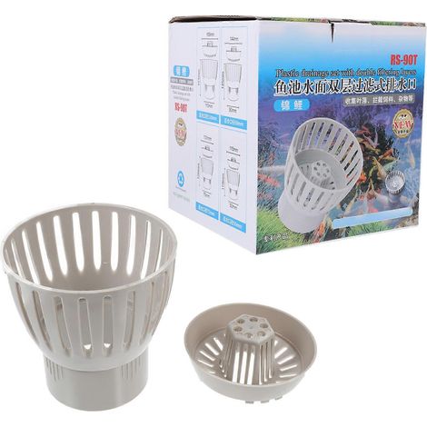 Dispositif de contrôle de drainage pour écumeur de filtre de bassin à poissons, utilisé pour collecter les feuilles mortes, 1 unité, matériau ABS blanc. (1/2)