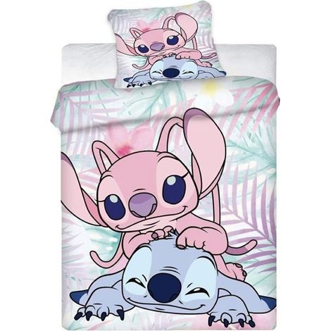 KLVGTIFS PU - Parure de lit 2 pièces avec housse de couette imprimée 3D Lilo & (140 x 200 cm) et 1 taie d'oreiller 65x65cm (1/5)