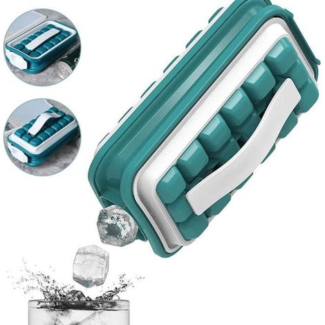 Bac à glace pliant maison boîte de rangement de curling moule à glaçons,36 grilles, 2 en 1 (1/4)