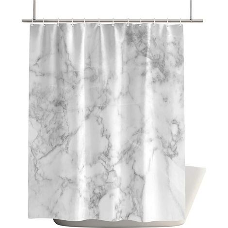 Rideaux de douche imperméables à texture de marbre moderne, pour salle de bains, ensemble de rideaux de bain en Polyester blanc Simple et généreux avec crochets (1/5)
